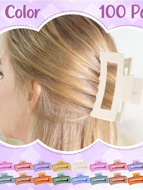 Bulk 100-Piece Assorted Hair Claw Clips Set for All Hair Types